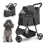 Wedyvko P09 Dog Stroller for Small Dogs, Upgraded & Thickened Frame, Pet Puchchair for Cats, Black