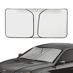 Car Windscreen Sun Shade Double layer Car Front Windshield Sun Shade UV Protector Foldable Seamless Windscreen Sunshade Cover Keep Car,Van Or Auto Cool 140 x 70cm (silver)