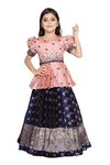 COMRATE Baby Girls Baby Pink Pattu Pavadai Lehenga Choli For Kids(7-8 Years)