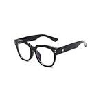 TECH-LINE-DIRECT Black Retro Frame Eyeglasses Clear Lenses for Women Men Nerd Geek Glasses