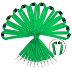 12 Pack Polyester Lanyards withBreakaway Clasps, Neck Strap for Schools, Cruise, Office, Kids, Green