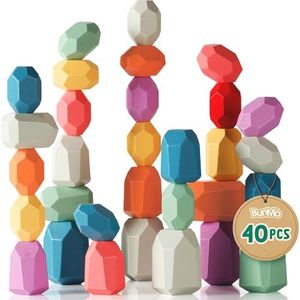BunMo Stacking Rocks 40pcs | Safe for Ages 1+ | Montessori Toys for 1 Year Old | Easter Toys | Baby Easter Basket Stuffers | Easter Basket Stuffers for Babies
