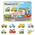 PicassoTiles 8pc Magnet Building Blocks Metro City 8 Vehicle Magnetized Action Figures Compatible Magnetic Structural Build Magnets Tile Accessory Playset STEAM Educational Learning Toys Ages 3+ PTA24