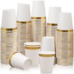 200 Pack Gold Rimmed Paper Cups Bulk 9oz Disposable Party Cups Drinking Cups for Tea Coffee Water Milk Juice Paper Cup Party Wedding Birthday Drinking Cup Party Tableware Supplies