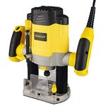 STANLEY SRR1200 Plunge Router 1200W 55mm Variable Speed With 6 Router Bits with Spindle-lock & Anti-static shoe coating, 1 Year Warranty, YELLOW & BLACK