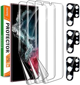 IMBZBK [3+3 Pack for Samsung Galaxy S22 Ultra 5G Screen Protector [Not Glass], 3 Pack Flexible TPU Film with 3 Pack Tempered Glass Camera Lens Protector, Fingerprint Compatible, Case Friendly