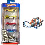 Hot Wheels Corkscrew Crash Track Set & 5 Car Gift Pack (Styles May Vary)