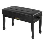 FILISITE Adjustable Height Piano Bench with Storage, Solid Wood Duet Keyboard Stool, Waterproof Padded Seat Cushion, Multi-Use Bench for Piano, Vanity, Living Room, Bedroom XJ750-4(Black)