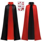 Spooktacular Creations Adult Unisex Vampire Costume Set with Reversible Cloak Cape and Tattoo Scar for Halloween Costume Party, Dracula Theme Party, Cosplay Dress Up and Transylvania Costume