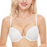 WingsLove Push Up Bra Sexy Deep V Plunge Add 2 Cups Bras Underwire T-Shirt Bra Multiway（White 38B）