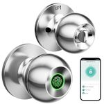 GHome Smart Door Knob Fingerprint Door Lock Rechargeable Smart Lock Electronic Biometric Door Lock for Bedroom, App Control, Suitable for Bedroom Home, Offices, Garages, Hotels, Apartments