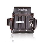 LAUTUS Top/Full Grain Leather Tool Pouch Bag | Electrician/Contractor, Electric Bag | 10 Pockets | 100% LEATHER