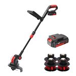 MZK String Trimmer, 20V Cordless Electric 12'' Weed Eater with Replacement Spools (4 Pack), Battery Powered Lightweight Weed Grass Trimmer/Edger, 8000 RPM 12-in 5.1lb Battery and Charger Included