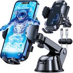 YRU [80LBS Strongest Suction & Military-Grade 2024 Car Phone Holder [Patented 2-Side-Lock & Safety Certs] Universal Phone Mount Dash Windscreen Vent Van for iPhone 16 Pro Max Samsung, Black Blue