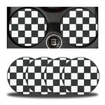 zipelo 4 Pack Car Cup Coasters, 2.75 Inch Vehicle Holder Cup Holder Insert Coaster, Anti-Slip Automotive Black White Grid and American Flag Drink Cup Mat, Universal Interior Accessories (Black/White)