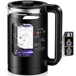 Electric Kettle, Intelligent Temp Control, One Wipe Clean, 5 LED Light Coffee Kettle Borosilicate Glass, 1500W Soft Sound Rapid Heating Water Kettle, BPA Free, 1.5L Window-Glass Double Wall Tea Kettle