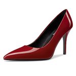 Fimanny Womens Stiletto High Heel Pointed Toe Pumps Sexy Slip-on Shoes Wedding Office Prom 3.5 Inches Heels Wine Red 7.5 M US