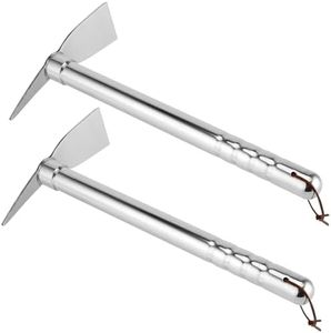 KEILEOHO 2 PCS Garden Hoe Pick Axe, Stainless Steel Pick Axe Tool, Heavy Duty Pick Axe for Digging, Garden Pick Axe Weeding Mattock Hoe Tool for Cultivator Gardening Planting Turning Soil