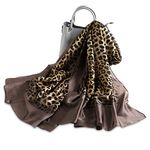 LumiSyne Women's Silk Scarves Animal Print Scarf Leopard Peacock Horse Print Long Shawl Warm Wrap Sunscreen Shawl All Season