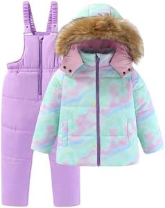 LUCKYLUAN Girl's 2 Piece Snowsuit Warm Insulated Snow Jacket and Bib Pants Outfit Set 8 Years Turquoise Tiedye