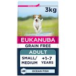 Eukanuba Grain Free Complete Dry Dog Food for Adult Small and Medium Breeds with Ocean Fish 3 kg