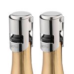 WOTOR Champagne Stoppers with Stainless Steel Champagne Bottle Stopper with Food Grade Silicone Reusable Champagne Cork, Saver Suitable for Champagne, Cava, Prosecco, Sparkling Wine (Silver, 2pack)