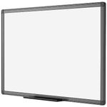 VIZ-PRO Magnetic Drywipe Whiteboard 120 x 90 cm, Dry Erase White Board with Black Aluminium Frame and Pen Tray