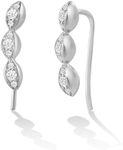 RENAEI Platinum Plated Seed Ear Crawler Earrings for Women with Cubic Zirconia