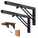 Quanerba Pack of 2 Folding Shelf Brackets 16in (Max Load 176lb) Heavy Duty Outdoor, Shelf Brackets & Supports, Folding Hinge for Home, Kitchen, Office, Grill