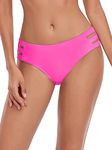 Ocean Blues Women's Hot Pink Full Coverage Bathing Suit Strappy Bikini Bottom Size Small
