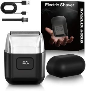 YOXSPD Electric Foil Shaver for Men - Mini Electric Razor for Face, 3 Floating Blades, LED Display, Dual Speed - IPX7 Waterproof, USB-C Fast Charging, 60-Min Runtime, Travel Lock (Gloss Black)
