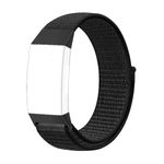 CellFAther Nylon straps Compatible with Fitbit Charge 4, Charge 4 SE, Charge 3 & Charge 3 SE (Jet Black)