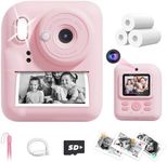 JOYJAM Kids Camera Instant Print, Upgrade Dual-Lens Selfie Digital Camera for Kids, HD 1080P, Christmas Birthday Gifts Toys for Girls Age 3-12, Toddler Portable Toy with SD Card 3 Rolls Print Paper