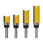 Meccion 4pcs Pattern/Flush Trim Router Bit Set with 8mm Shank Carbide Tipped Professional Woodworking Cutter Tools