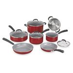 Cuisinart 54C-11R 11-Piece Ceramica XT Nonstick Cookware Set, Ceramic, Red w/Grey Interior