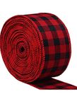 Red and Black Buffalo Plaid / Check Christmas Holiday Ribbon by Artistry Works Pvt Ltd (Width: 2.5 inches) (5 Yards)