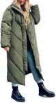 Flygo Womens Long Puffer Coat Long Sleeve Padded Winter Down Coats Hooded Parka Jacket(ArmyGreen-M)