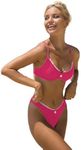 SOLY HUX Women's Bikini Sets High Waisted Bathing Suits Two Piece Swimsuits Sexy Lace Trim Underwire Swimwear Hot Pink Lace L