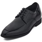 CALTO Men's Invisible Height Increasing Elevator Shoes - Patent Leather Formal Dress Oxfords - 2.8 Inches Taller, Black, K2710-9