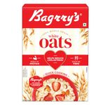 Bagrry's White Oats 500gm Box | Natural Whole Grain | High Soluble Fibre | Protein Goodness| Non GMO | Breakfast Cereal | Instant Oats
