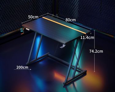 ODK Gaming Desk 80cm – LED Lights, Black
