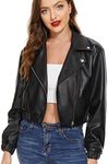 Fahsyee Faux Leather Jacket Women - Black Motorcycle Short Coat Moto Biker Blazer Plus Size Casual Pleather Jackets Fashion L