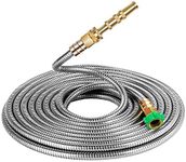 BEAULIFE 304 Stainless Steel Metal Garden Hose 50 Feet with Brass Garden Hose Nozzle Flexible, Portable & Lightweight Kink Free Garden Water Outdoor Hose