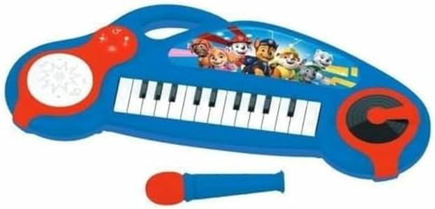 Lexibook, La Patrulla Canina, Piano electrónico para niños con Efectos Luminosos, micrófono, batería, Altavoz Integrado, melodías de demostración, Lector DJ, Azul/Rojo, K704PA