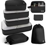 HOTOR Packing Cubes - 8 Pieces, Light Packing Cubes Travel Organizer, Premium Luggage Organizer Set, Space-Saving Travel Organizer for Suitcase, Travel Accessories and Essentials, Black