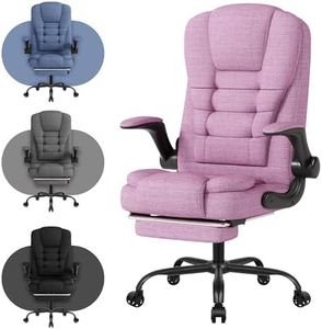 Fabric Office Ergonomic Computer Chair- High Back Executive Chair-Big and Tall Desk Chair, Height Adjustable with Footrest Lumbar, 360° Swivel Office Gaming Chair with Flip-up Armrest Adult, Pink