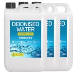 HYDROFYX DEIONISED WATER 5-Litre 3-Pack (15L) - For Irons, Steam Cleaners, Car Batteries, Radiators, Cleaning, Humidifiers - Demineralised & Deionized Water (Not Distilled)