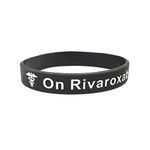 On Rivaroxaban Wristband Medical Alert ID Bracelet Black White Mens Ladies Silicone Band Adults 202mm (1 Wristband only)