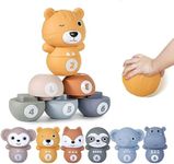 Kids Soft Bowling Toy Set with Stacking and Nesting, Indoor ＆ Outdoor Activity Play Bowling Game, Early Educational Learning Toy for Learning Animals, Number, Color, Gift Toy for 6 Months+