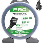 String Trimmer Line, 253ft 0.095" for Black Diamond Trimmer Weed Eater String Replacement, Premium Nylon Universal, Professional Twisted Weed Wacker String with Built-in Line Cutter (Upgraded version)
